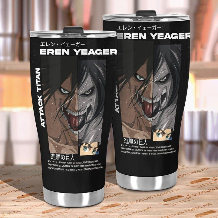 Eren Yeager Car Tumbler Cup Custom Attack on Titan Anime Car Accessories - EzCustomcar - 3