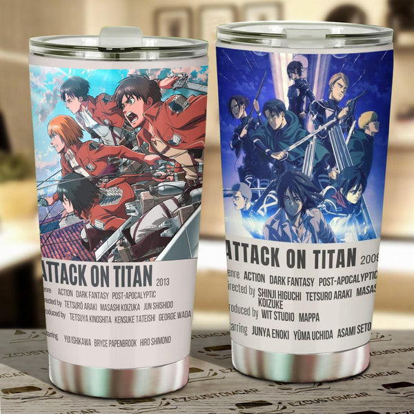 Attack on Titan Car Tumbler Cup Anime Car Accessories Poster Fan Art - EzCustomcar - 1