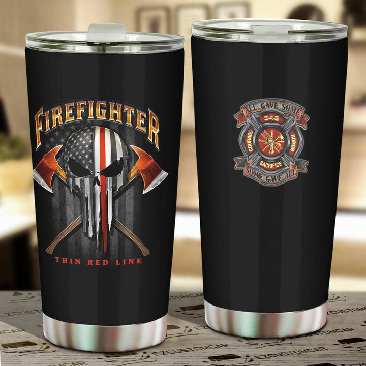 Firefighter Car Accessories Custom Car Tumblers Cup Firefighter Thin Red Line - EzCustomcar - 1