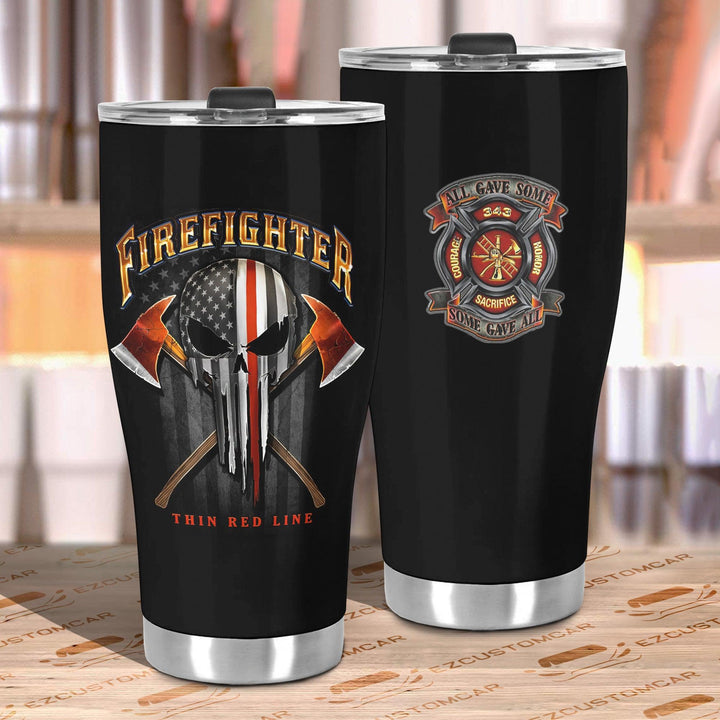 Firefighter Car Accessories Custom Car Tumblers Cup Firefighter Thin Red Line - EzCustomcar - 3