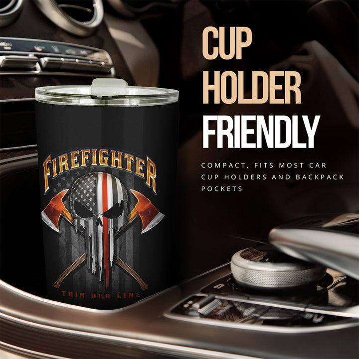 Firefighter Car Accessories Custom Car Tumblers Cup Firefighter Thin Red Line - EzCustomcar - 2