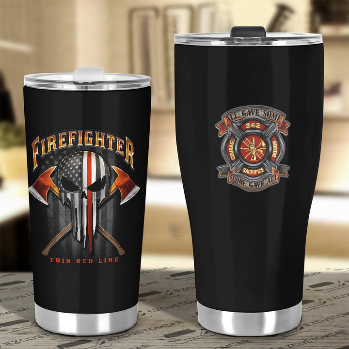Firefighter Car Accessories Custom Car Tumblers Cup Firefighter Thin Red Line - EzCustomcar - 4
