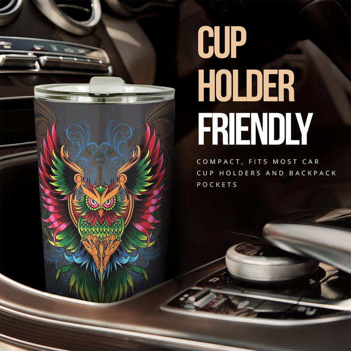 Colourful Owl Car Tumbler Cup Custom Owl Car Accessories - EzCustomcar - 4