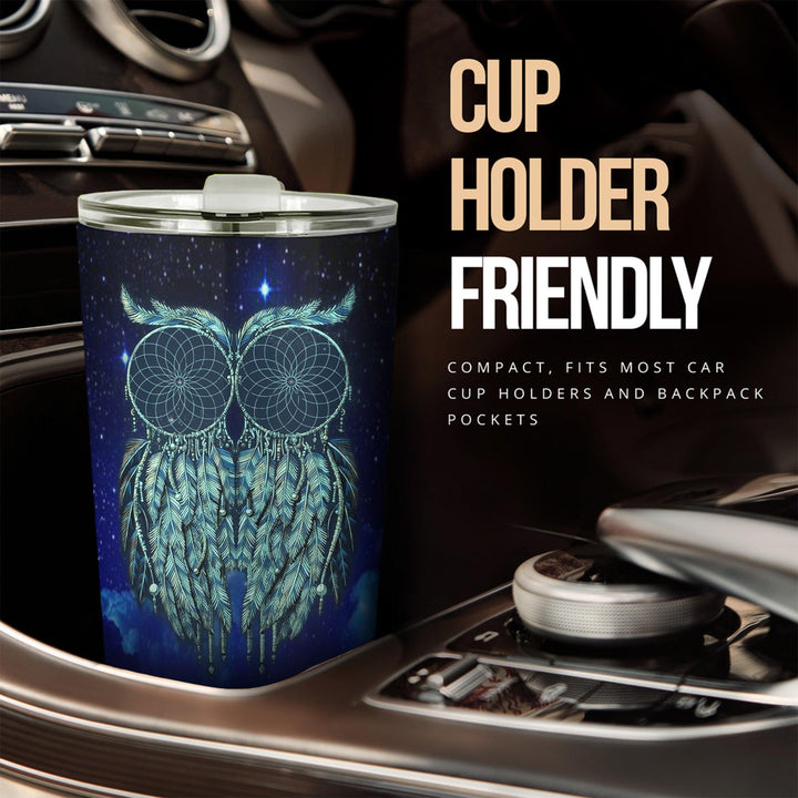 Dream Catcher Owl Car Tumbler Cup Custom Owl Car Accessories - EzCustomcar - 2