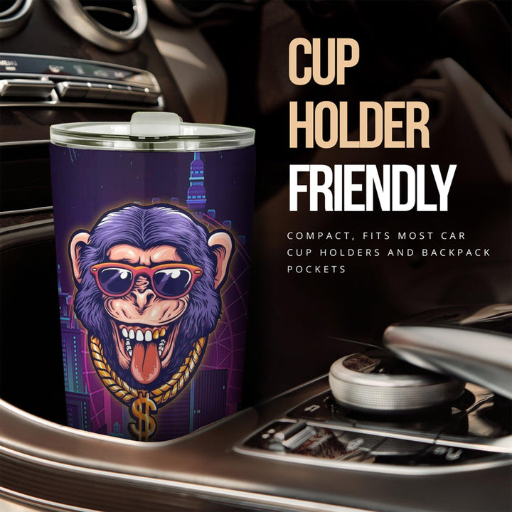 Rich Monkey Car Tumbler Cup Custom Animal Car Accessories - EzCustomcar - 2