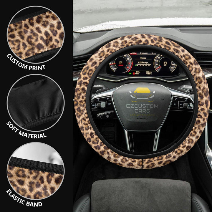 Leopard Skin Steering Wheel Cover Custom Leopard Car Accessories - EzCustomcar - 4