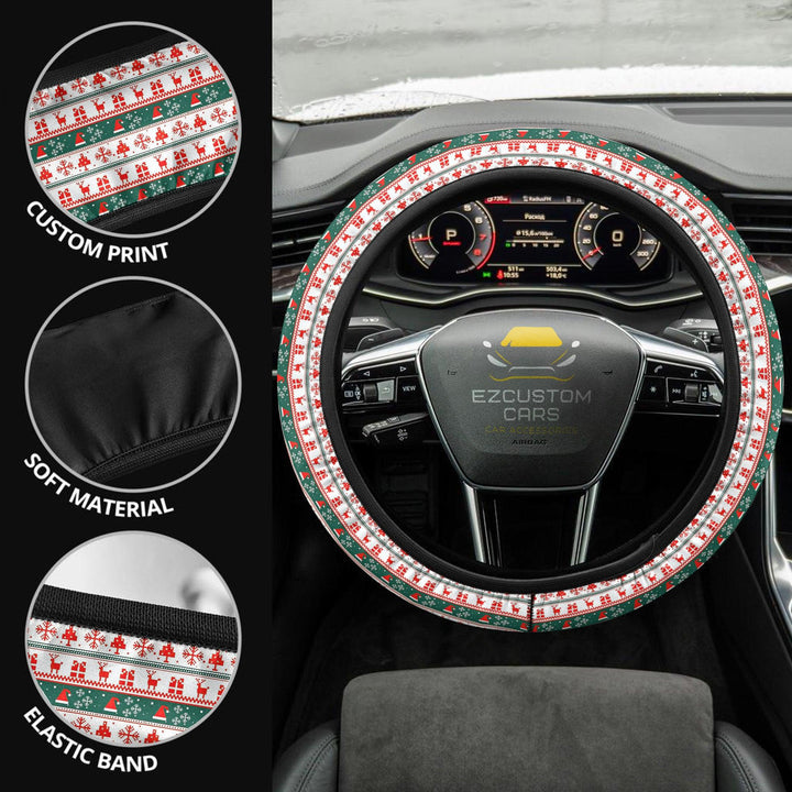 Christmas Car Accessories Custom Steering Wheel Cover Knitted Christmas Pattern - EzCustomcar - 4