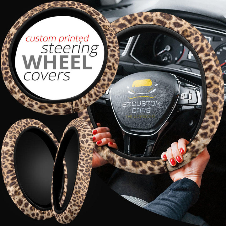 Leopard Skin Steering Wheel Cover Custom Leopard Car Accessories - EzCustomcar - 2