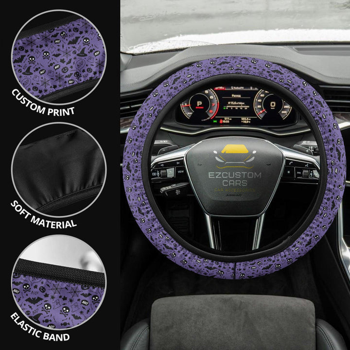 Halloween Car Accessories Custom Steering Wheel Cover Halloween Purple - EzCustomcar - 2
