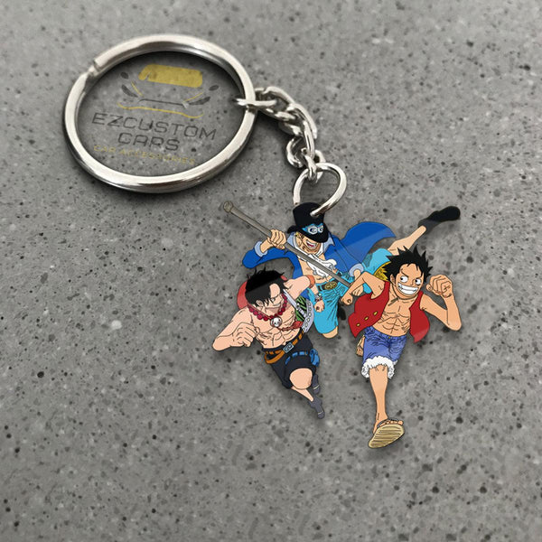 Sabo x luffy x Ace Keychains Custom One Piece Anime Car Accessories - EzCustomcar - 1