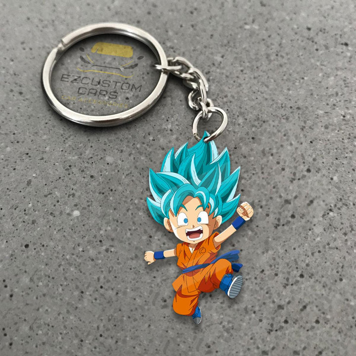 Son Goku Super Saiyan Blue Keychains Custom Dragon Ball Anime Car Accessories - EzCustomcar - 1