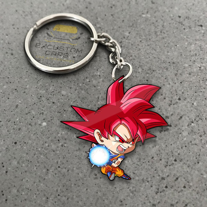 Son Goku Super Saiyan God Keychains Custom Dragon Ball Anime Car Accessories - EzCustomcar - 1