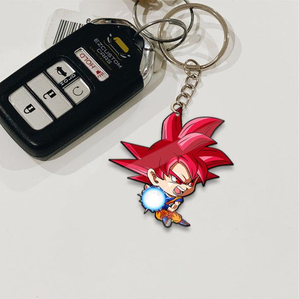 Son Goku Super Saiyan God Keychains Custom Dragon Ball Anime Car Accessories - EzCustomcar - 2