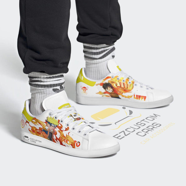 Naruto x Luffy Skateboard Shoes Custom Anime Sneakers - EzCustomcar - 1