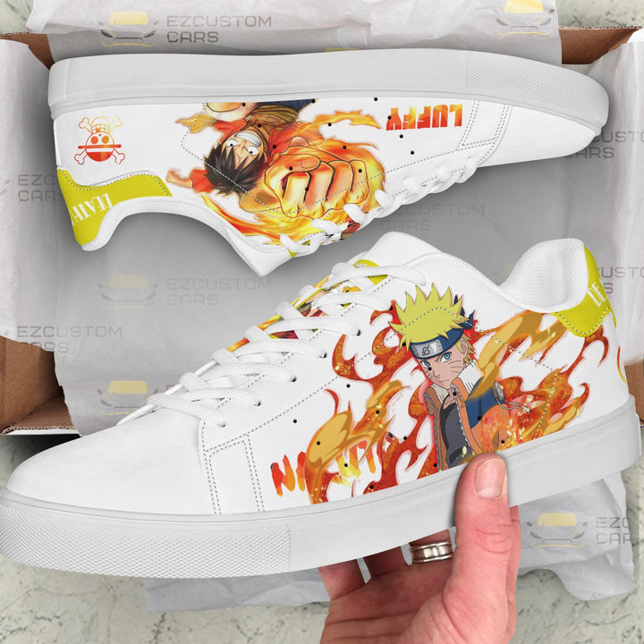 Naruto x Luffy Skateboard Shoes Custom Anime Sneakers - EzCustomcar - 3