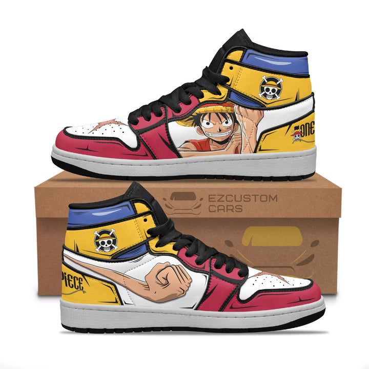 Luffy x Boa Hancock Anime Shoes Custom One Piece Boot Sneakers - EzCustomcar - 1