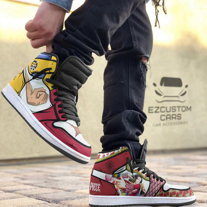 Luffy x Boa Hancock Anime Shoes Custom One Piece Boot Sneakers - EzCustomcar - 2