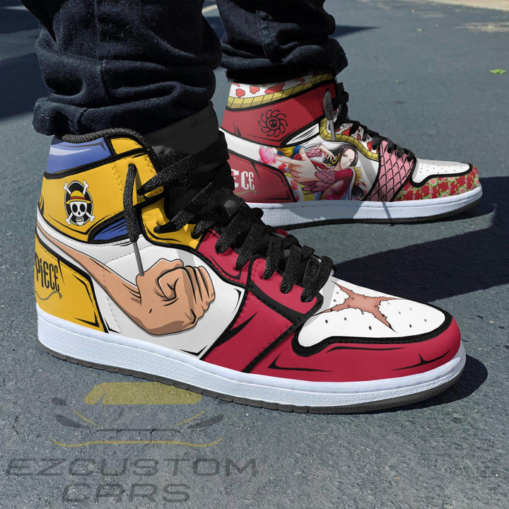 Luffy x Boa Hancock Anime Shoes Custom One Piece Boot Sneakers - EzCustomcar - 3