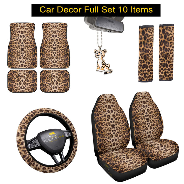 Leopard Skin Bundle Car Interior Decoration Accessories - EzCustomcar - 1