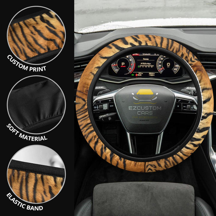 Tiger Skin Steering Wheel Cover Custom Animal Car Accessories - EzCustomcar - 4