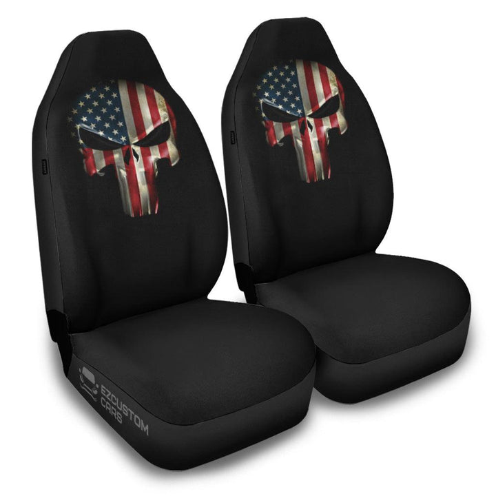 Urgen Skull American Flag Car Seat Covers Custom Skull Car Accessories - EzCustomcar - 2