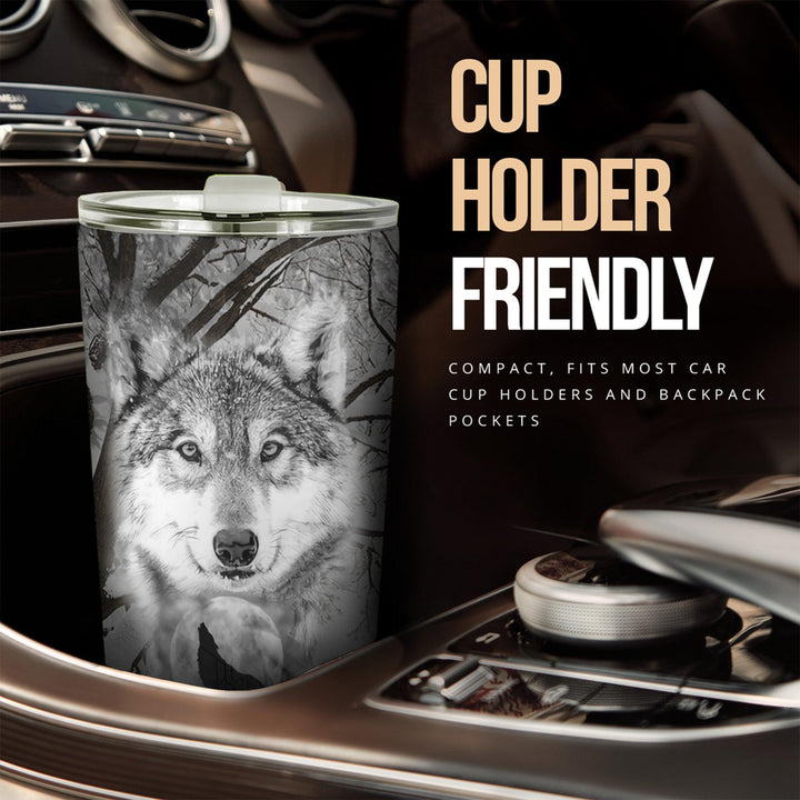 Snow Wolves Car Tumbler Cup Custom Animal Car Accessories-ezcustomcar-1