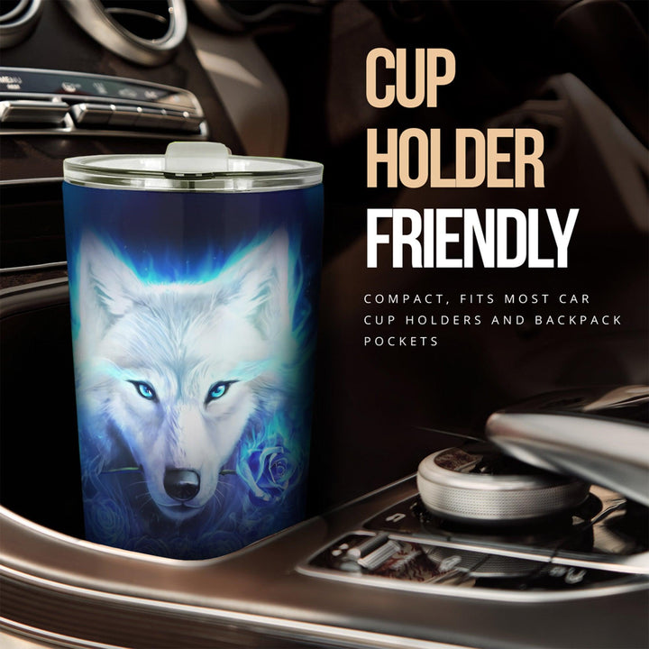 Blue Wolf Car Tumbler Cup Custom Animal Car Accessories-ezcustomcar-1