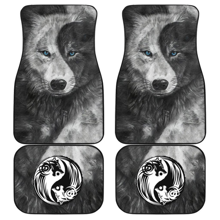 Black and White Wolves Car Floor Mats Custom Animal Car Accessories-ezcustomcar-1