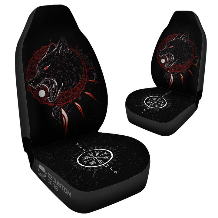 Red Eyed Wolf Car Seat Covers Custom Wolf Print Car Accessories - EzCustomcar - 4