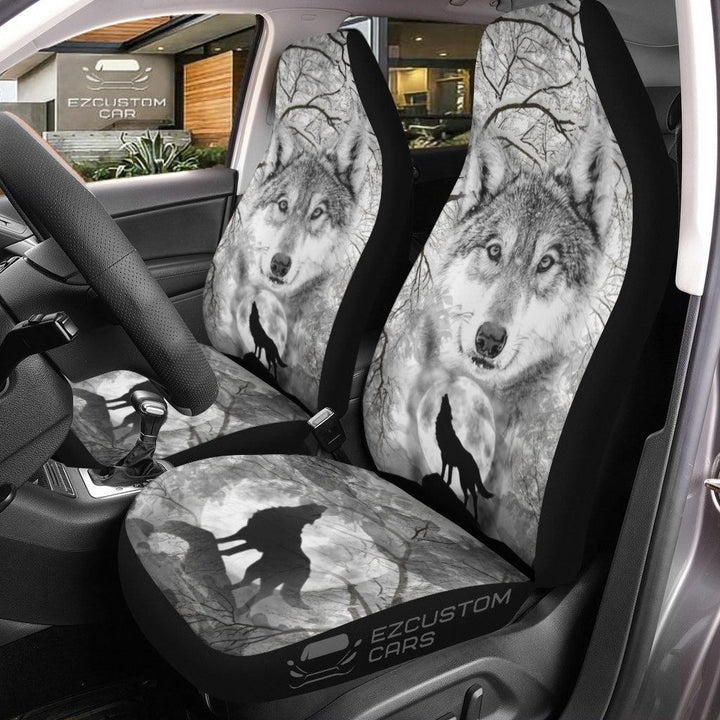 Snow Wolves Car Seat Covers Custom Animal Car Accessoriesezcustomcar.com-1