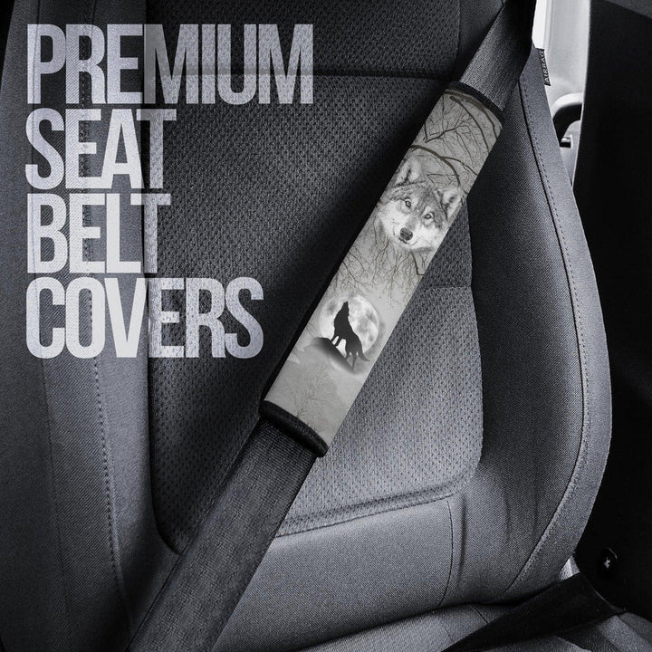 Snow Wolves Seat Belt Covers Custom Animal Car Accessories - EzCustomcar - 3