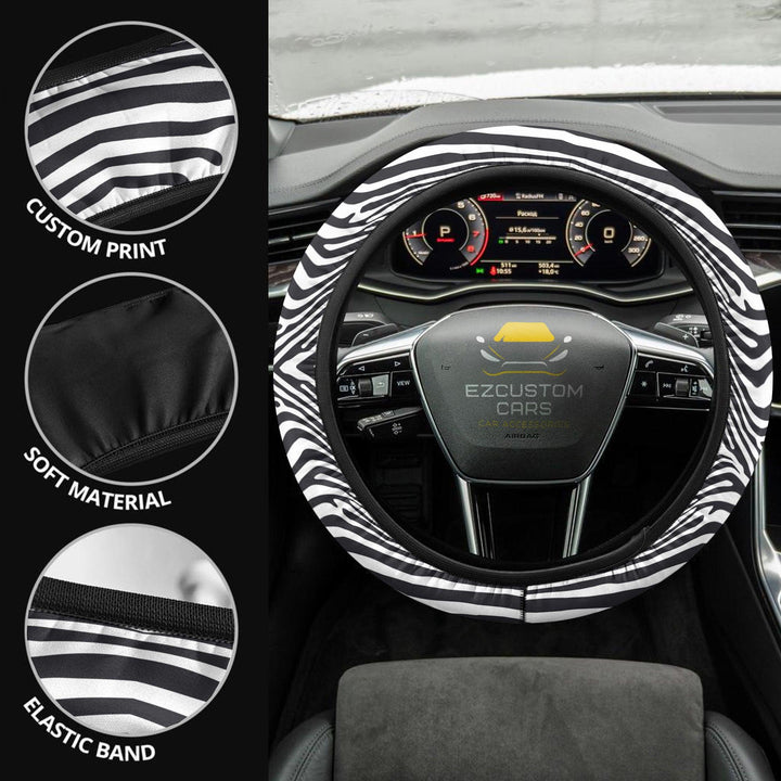 Zebra Skin Steering Wheel Cover Custom Animal Car Accessories - EzCustomcar - 4