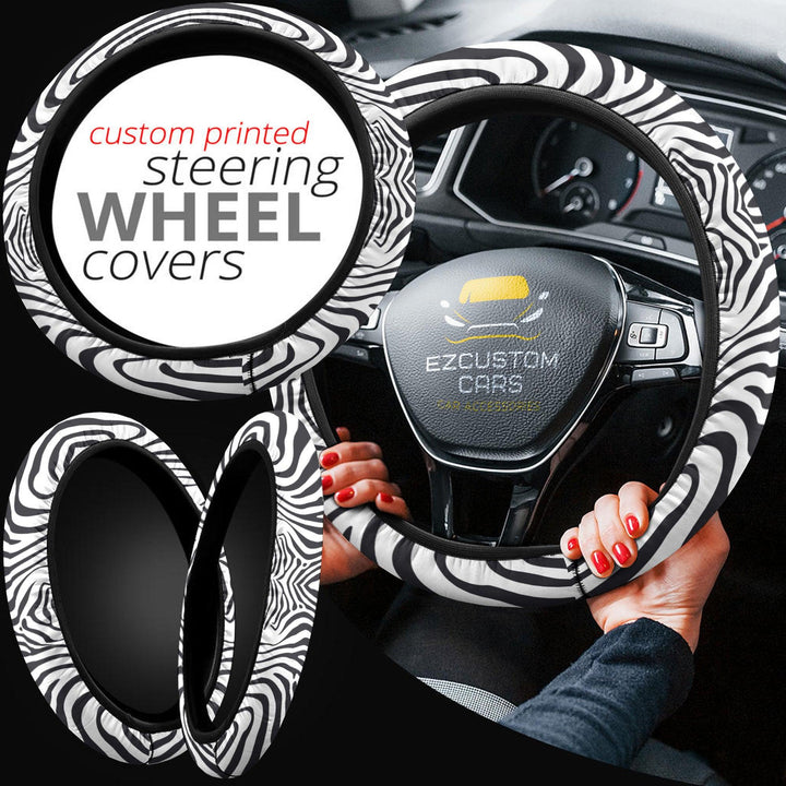 Zebra Skin Steering Wheel Cover Custom Animal Car Accessories - EzCustomcar - 2
