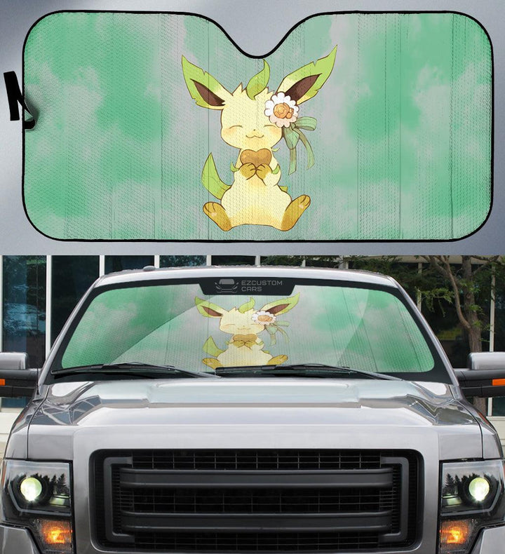 Pokemon Car Accessories Anime Car Windshield Sun Shade Leafeon Bloom - EzCustomcar - 1