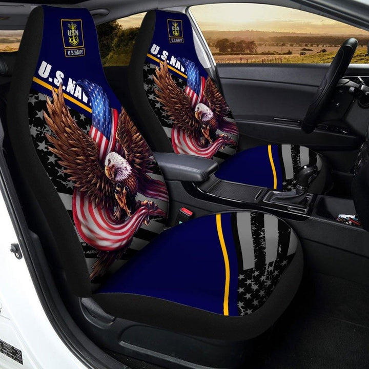 Bald Eagle American Flag Car Seat Cover United States Navy - Customforcars - 2