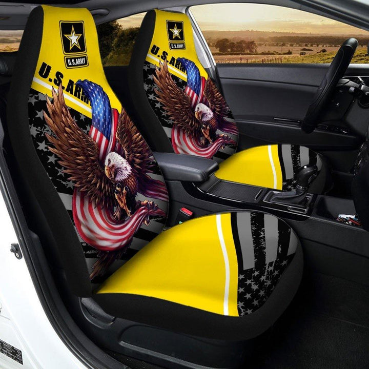 Bald Eagle Holding American Flag Car Seat Cover United States Army - Customforcars - 2
