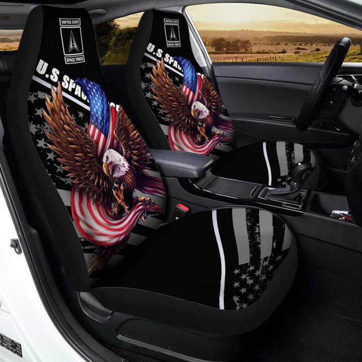 Bald Eagle Holding American Flag Car Seat Cover United States Space Force - Customforcars - 2