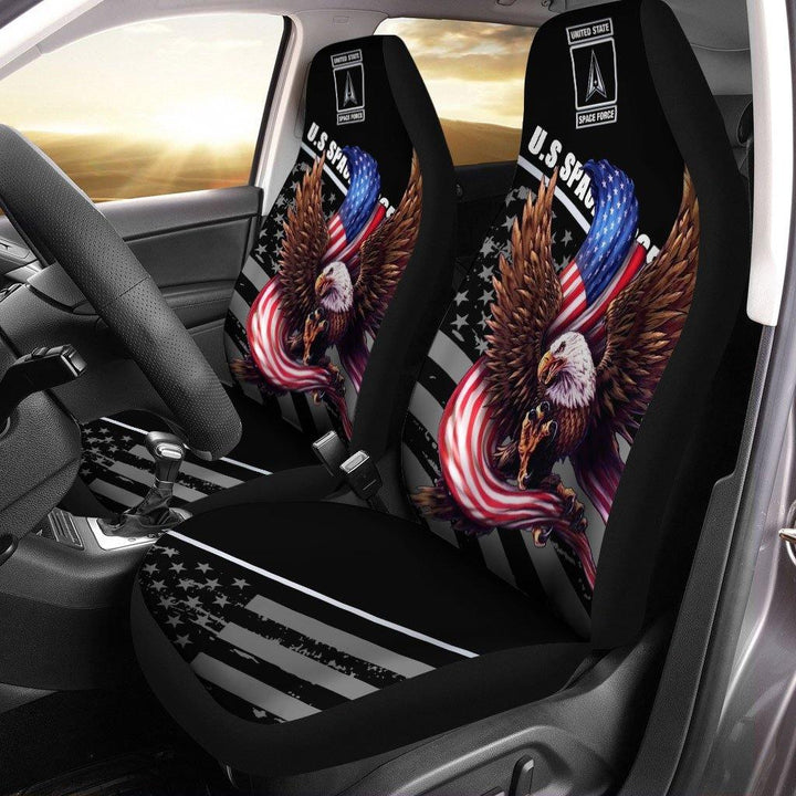 Bald Eagle Holding American Flag Car Seat Cover United States Space Forceezcustomcar.com-1