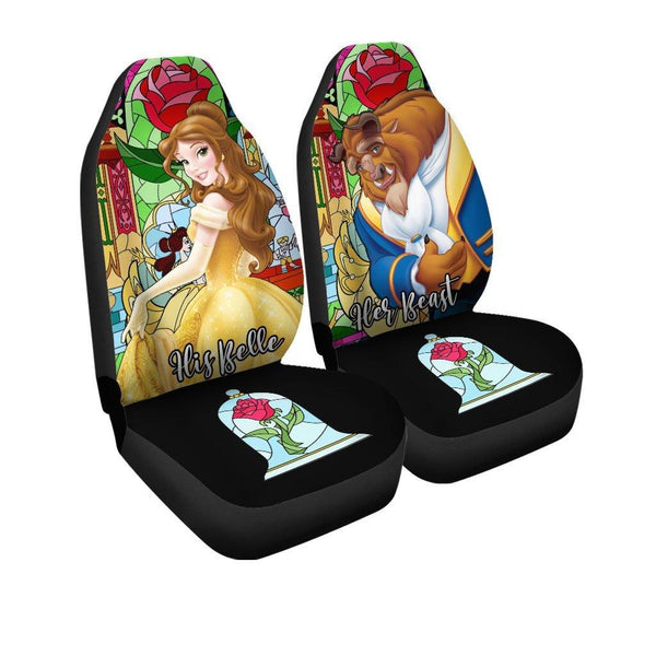 Beauty and The Beast Car Seat Covers His Belle And Her Beast Car Accessoriesezcustomcar.com-1