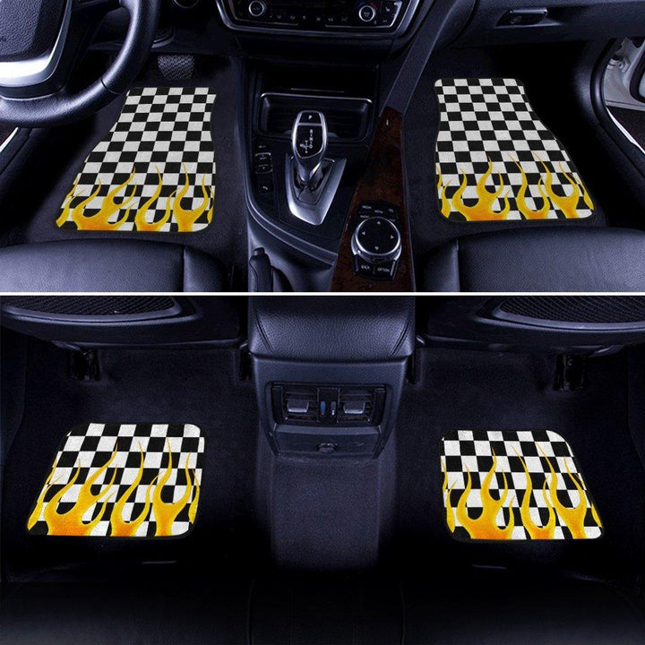 Black and White Checker Frame Car Floor Mats - Customforcars - 3