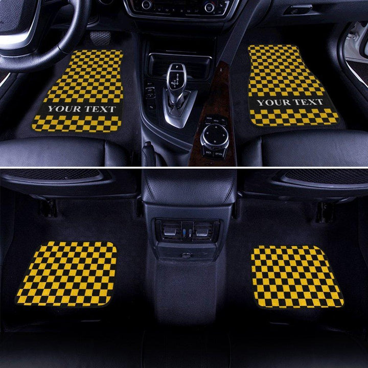 Black Yellow Checkered Personalized Car Floor Mats - Customforcars - 3