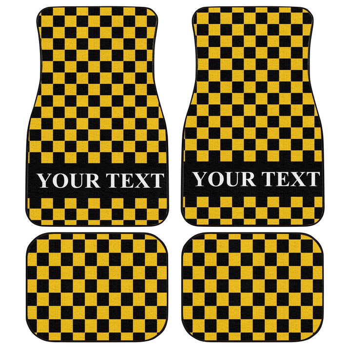 Black Yellow Checkered Personalized Car Floor Mats-ezcustomcar-1