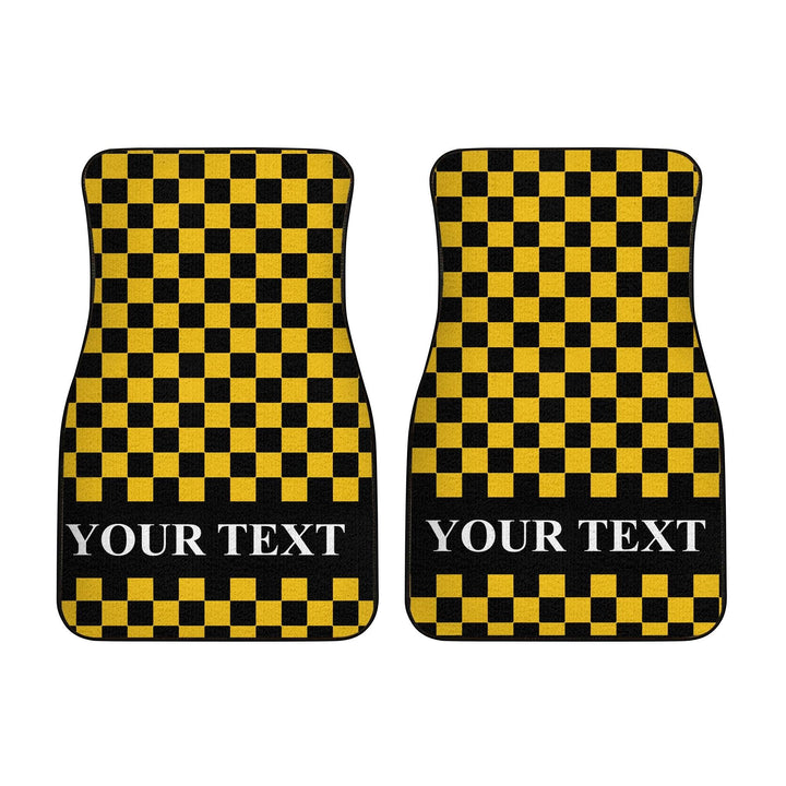 Black Yellow Checkered Personalized Car Floor Mats-ezcustomcar-12
