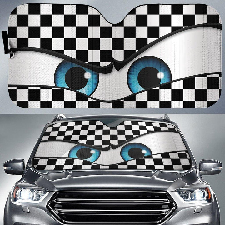 Checkers Eyes Cartoon Custom Car Sunshade - Customforcars - 2