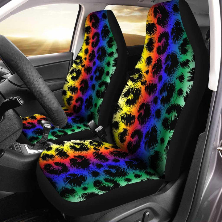 Cheetah Skin Rainbow Pattern Car Seat Covers - Customforcars - 2