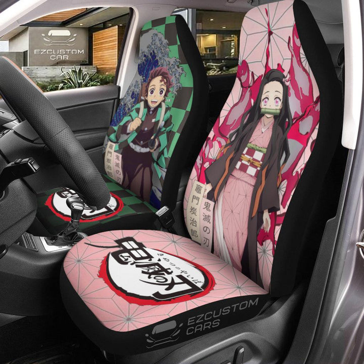 Tanjiro x Nezuko Car Seat Covers Custom Anime Demon Slayer Car Accessories - EzCustomcar - 1