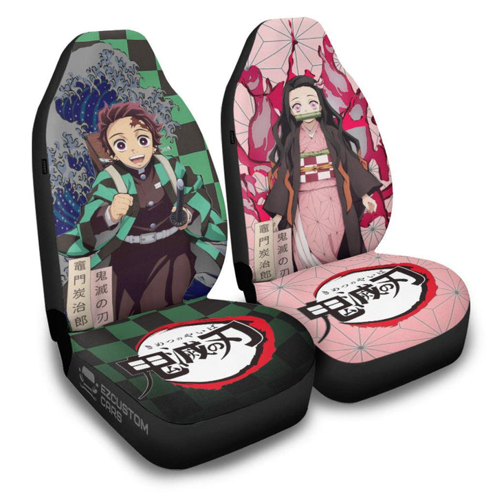 Tanjiro x Nezuko Car Seat Covers Custom Anime Demon Slayer Car Accessories - EzCustomcar - 2