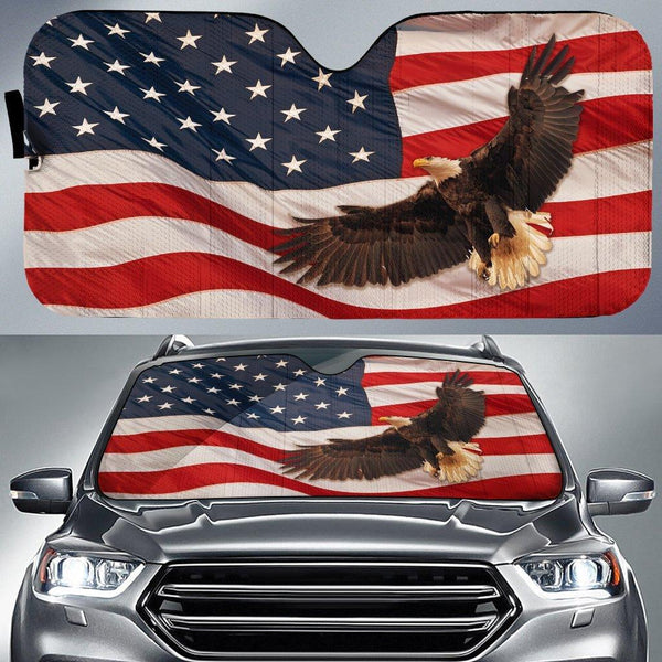 Eagle American Flag Custom Car Windshield Sun Shade - Customforcars - 2