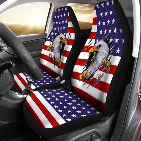 Eagle American Flag In Me Car Seat Covers Custom Eagle Print Car Accessoriesezcustomcar.com-1