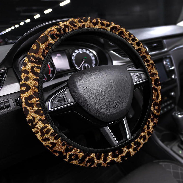 Leopard Brown Custom Steering Wheel Cover-ezcustomcar-1